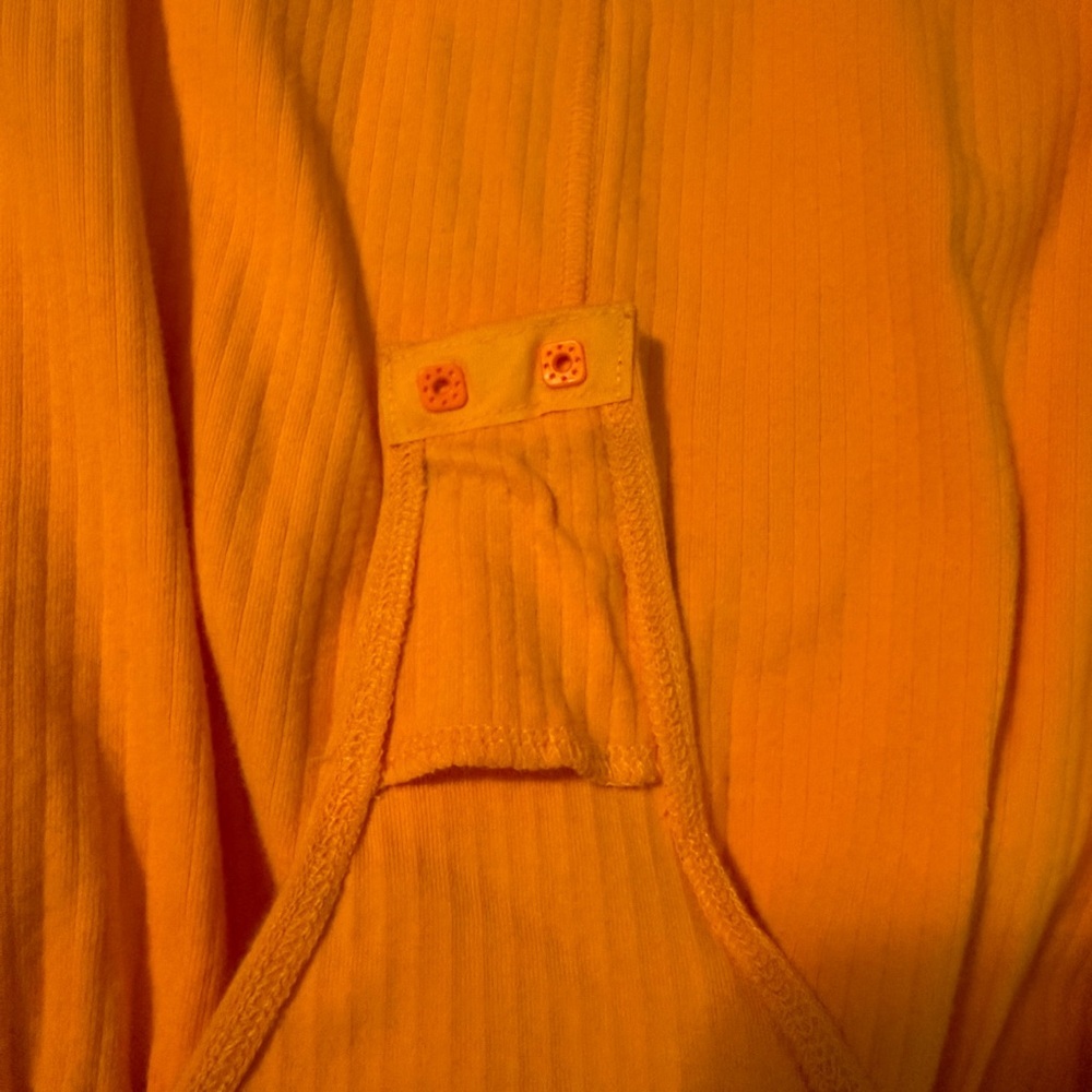 Free People Bright Orange Ribbed Square-Neck Bodysuit - Picture 9 of 11